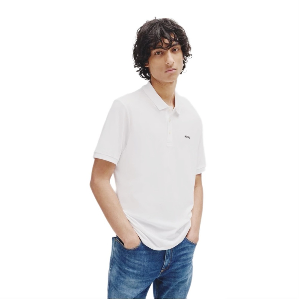 COTTON-PIQUÉ POLO SHIRT WITH LOGO PRINT|White| XL